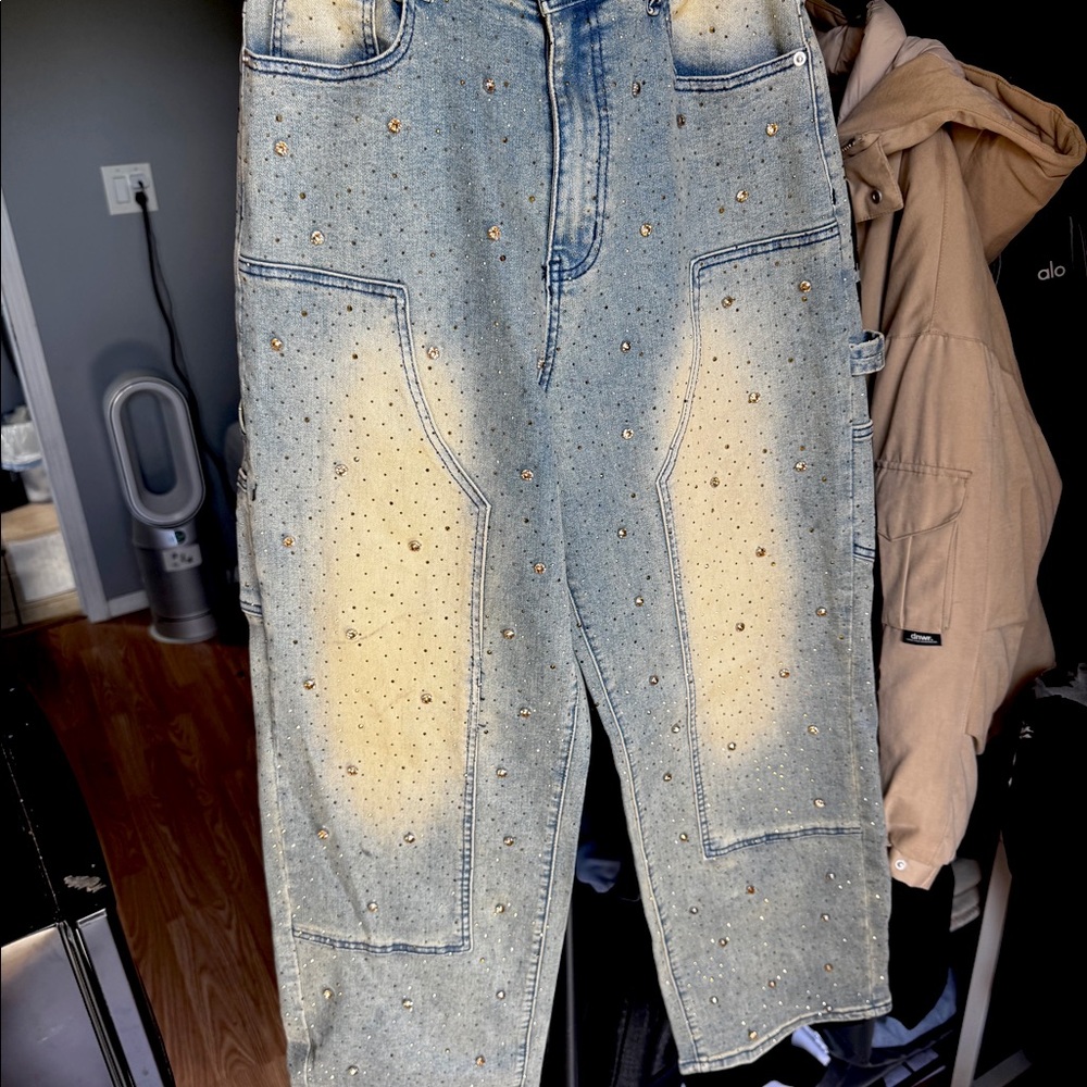 YLW RHINESTONE JEANS - GEN Z FIT 👖💎